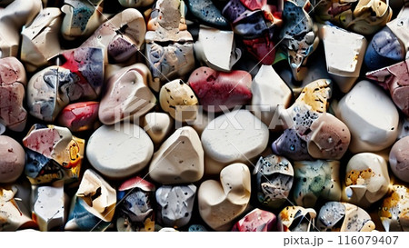 Seamless colorful gem pebble pattern or tile river stone background 116079407