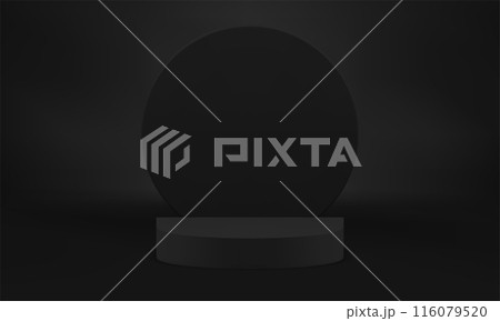 Minimal 3d black display podium mock up for product show realistic vector illustration 116079520