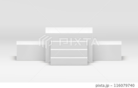 White 3d podium cubes platform with stairs competition win place achievement realistic vector White 3d podium cubes platform with stairs competition win place achievement realistic vector 116079740