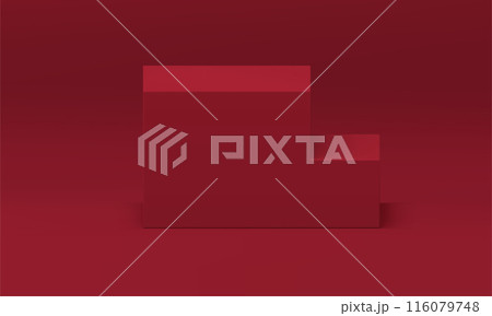 Red 3d staircase level pedestal for cosmetic product advertising exhibition ceremony vector Red 3d staircase level pedestal for cosmetic product advertising exhibition ceremony vector 116079748