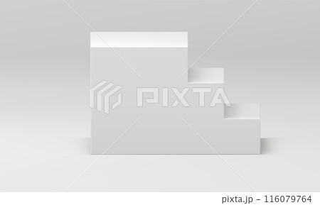 3d staircase white pedestal step construction for climbing geometric minimal design realistic vector 116079764