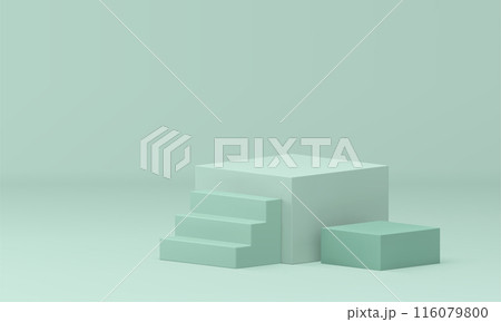 3d podium rectangular box with stairs for climbing green basic construction award arena vector 116079800