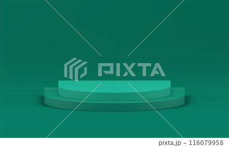 Green 3d podium award arena win competition celebration ceremony realistic vector 116079958