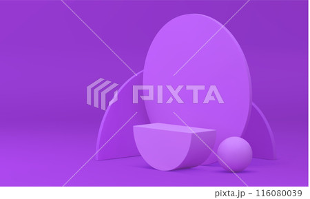 3d podium purple showroom geometric shape design semicircle foundation realistic vector 116080039