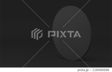 Black 3d circle wall architecture construction vertical decor element studio background vector 116080086