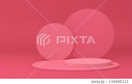 Pink 3d podium circle basic foundation product presentation competition award arena realistic vector 116080121
