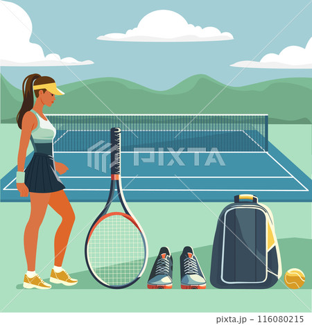 Sport Game Tennis Court Ball Racket Club People 116080215