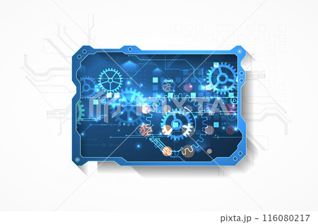 Technological abstract picture on a white background. Hand drawn vector. 116080217