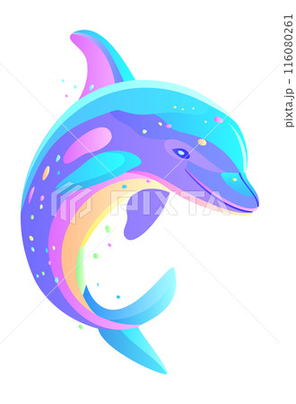 Cute colorful dolphin. Vector isolated illustration 116080261