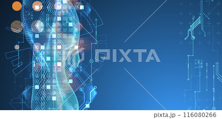 Big Data. Abstract digital futuristic vector illustration on technology background. Data mining and management concept. Hand drawn art. 116080266