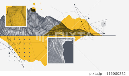 Abstract wireframe background. Modern science or technology art elements. Surface illustration. Vector. Abstract wireframe background. Modern science or technology art elements. Surface illustration. Vector. 116080282