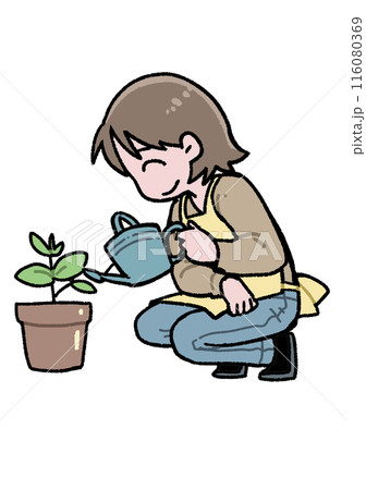 植木鉢で植物を育てている人 116080369