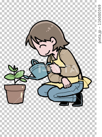 植木鉢で植物を育てている人 116080369