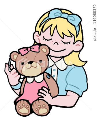 テディベアを縫う女の子 116080370