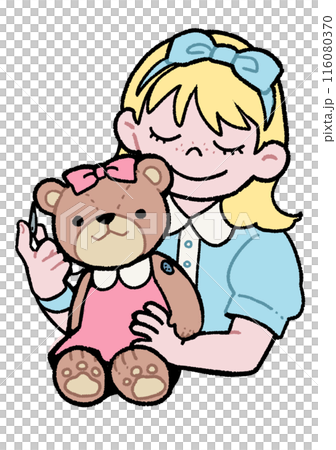 テディベアを縫う女の子 116080370