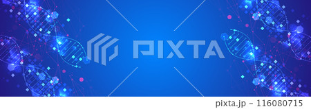 Scientific and technological background. Abstract image of DNA molecule. Vector illustration. Hand drawn. 116080715