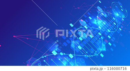 Scientific and technological background. Abstract image of DNA molecule. Vector illustration. Hand drawn. 116080716