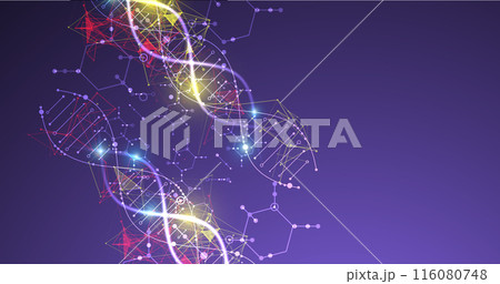 Scientific and technological background. Abstract image of DNA molecule. Vector illustration. Hand drawn. Scientific and technological background. Abstract image of DNA molecule. Vector illustration. Hand drawn. 116080748