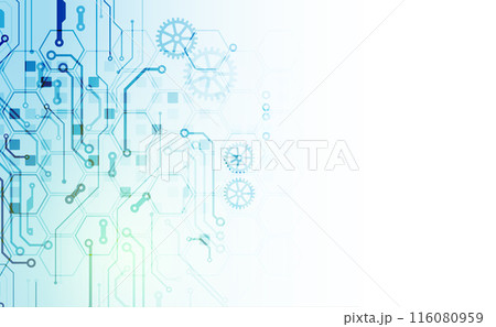 CPU concept. Circuit board. Technology abstract background. Hand drawn vector. 116080959