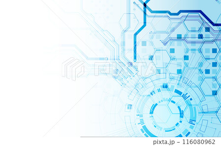 CPU concept. Circuit board. Technology abstract background. Hand drawn vector. 116080962