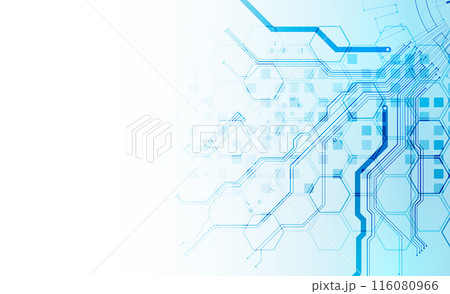 CPU concept. Circuit board. Technology abstract background. Hand drawn vector. 116080966