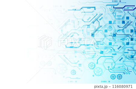 CPU concept. Circuit board. Technology abstract background. Hand drawn vector. 116080971