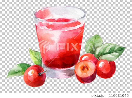 Watercolor acerola juice illustration Watercolor acerola juice illustration 116081046