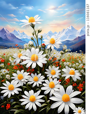 Beautiful fields of edelweiss flowers. Beautiful fields of edelweiss flowers. 116081187