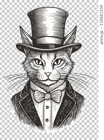 打扮成紳士的貓插畫 打扮成紳士的貓插畫 116081330