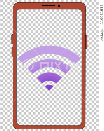 Wi-Fi(紫色)顯示在智慧型手機(紅色)內部(螢幕透明) Wi-Fi(紫色)顯示在智慧型手機(紅色)內部(螢幕透明) 116081655