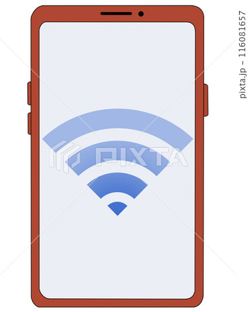 スマホ(赤)の中に表示されたWi-Fi(青) スマホ(赤)の中に表示されたWi-Fi(青) 116081657