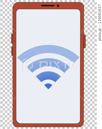 スマホ(赤)の中に表示されたWi-Fi(青) スマホ(赤)の中に表示されたWi-Fi(青) 116081657