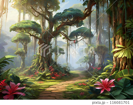 Summer forest scenery. 116081701