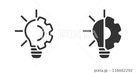 Innovation icon. Light bulb with cog. Vector illustration. Innovation icon. Light bulb with cog. Vector illustration. 116082292