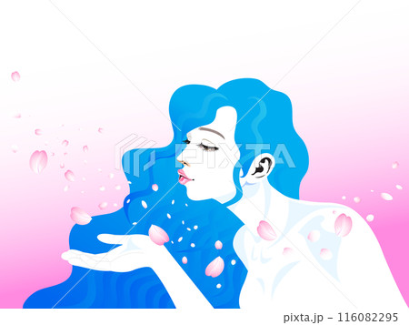 花びらを吹き飛ばす女性 花びらを吹き飛ばす女性 116082295