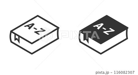 Glossary book logo. Vocabulary icon. Vector illustration. 116082307