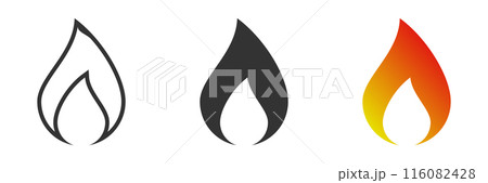 Fire icon isolated on a white background. Vector illustration. 116082428