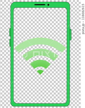 Wi-Fi（綠色）顯示在智慧型手機（綠色）內部（螢幕透明） 116082615