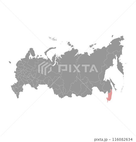 Primorsky Krai map, administrative division of Russia. Vector illustration. Primorsky Krai map, administrative division of Russia. Vector illustration. 116082634