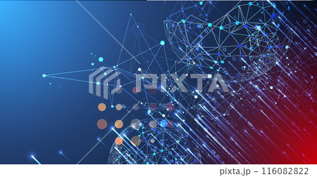 Futuristic technology background. Plexus structure business presentation, big data network visualization concept.  Hand drawn vector. 116082822