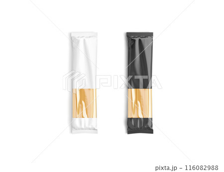 Blank black and white paper transparent pack spaghetti pasta mockup 116082988