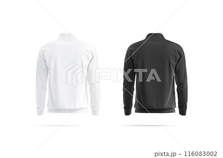 Blank black and white quarter zip sweater mockup, back view Blank black and white quarter zip sweater mockup, back view 116083002