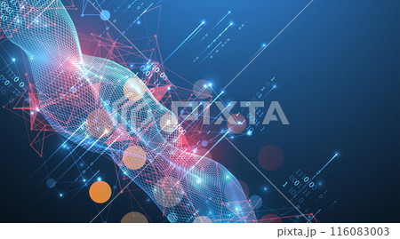 Big Data. Abstract digital futuristic wireframe vector illustration on technology background. Data mining and management concept. Hand drawn art. Big Data. Abstract digital futuristic wireframe vector illustration on technology background. Data mining and management concept. Hand drawn art. 116083003