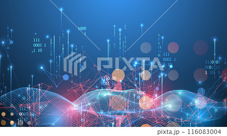 Big Data. Abstract digital futuristic wireframe vector illustration on technology background. Data mining and management concept. Hand drawn art. Big Data. Abstract digital futuristic wireframe vector illustration on technology background. Data mining and management concept. Hand drawn art. 116083004