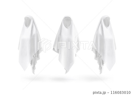 Blank white female khimar mockup, front and side view 116083010