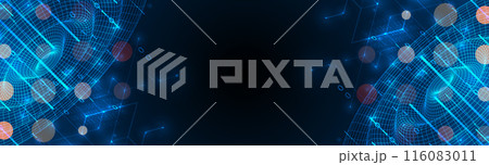Futuristic technology background. Plexus structure Big data network visualization concept.  Hand drawn vector. 116083011