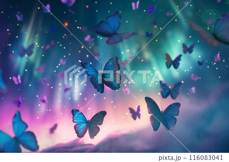 夢の世界を飛び交う蝶のイラスト素材 [116083041] - PIXTA