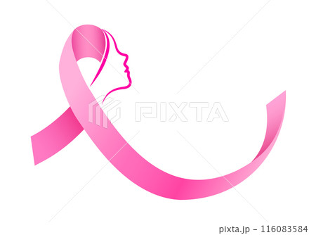 Pink ribbon on woman face icon design. 116083584