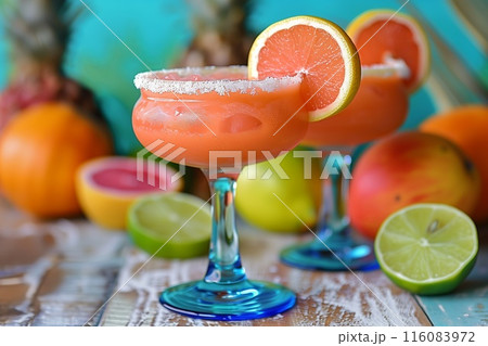 Refreshing summer cocktail with fruit and berries 116083972
