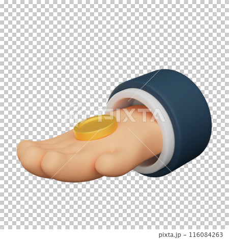 coin in the palm of hand coin in the palm of hand 116084263